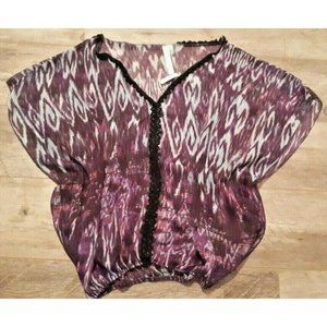 Flats &  Heels Women's Sheer Purple Blue Mix Top ( S )